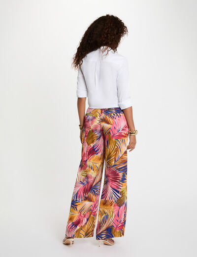 Pantalon droit fluide multicolore femme