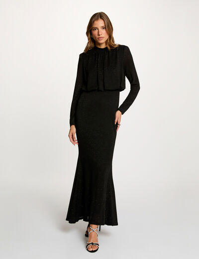 Robe maille brillante noir femme