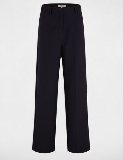 Rechte broek met plooitjes marineblauw vrouw