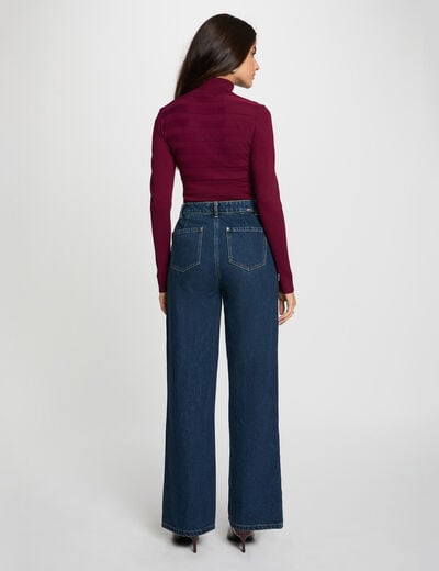 Pull col roul&eacute; cintr&eacute; prune femme