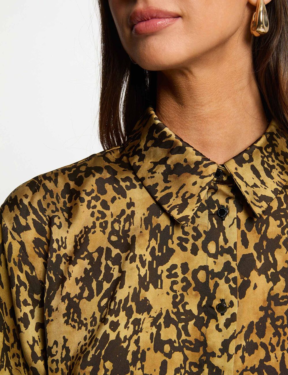 Satijnen blouse met print meerkleurig vrouw