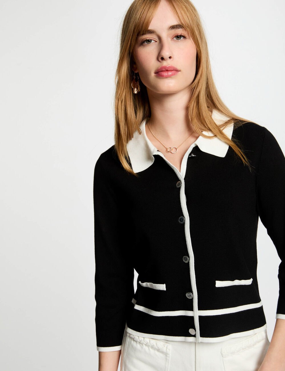 Vest met 3/4 mouwen zwart vrouw