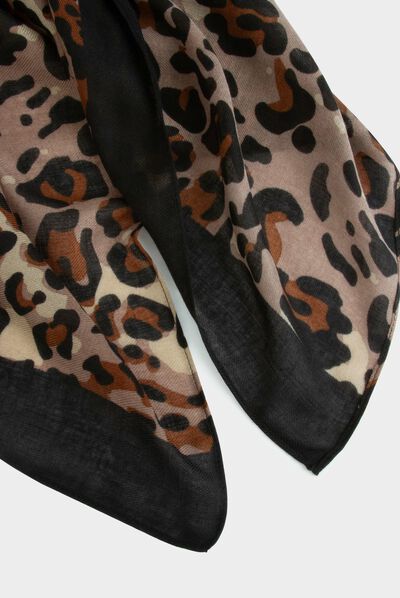Foulard imprimé animalier marron femme