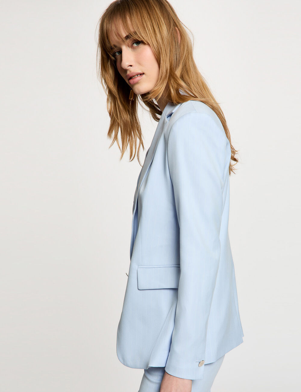 Veste ajust&eacute;e rayures bleu ciel femme