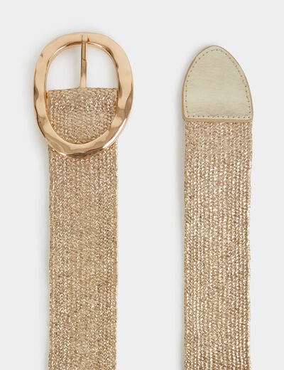 Ceinture large paille jaune or femme