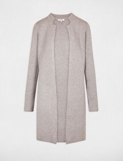 Gilet droit &agrave; col crant&eacute; gris clair femme