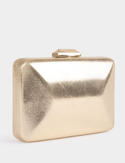 Sac pochette métallisé jaune or femme