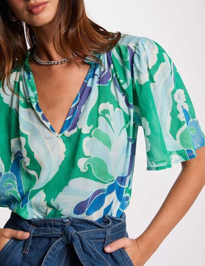Blouse met korte mouwen meerkleurig vrouw