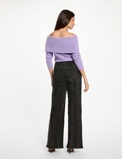 Pull col bardot parme femme