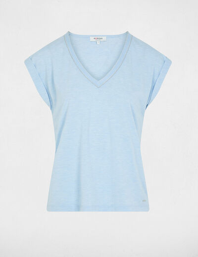 T-shirt manches courtes bleu ciel femme