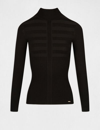 Pull col roulé ajusté noir femme