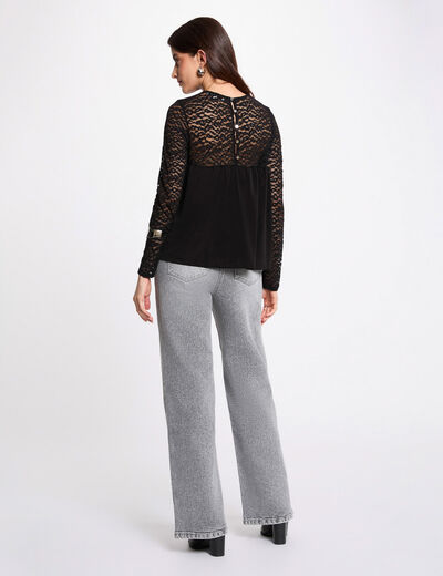 T-shirt kant lange mouwen zwart vrouw