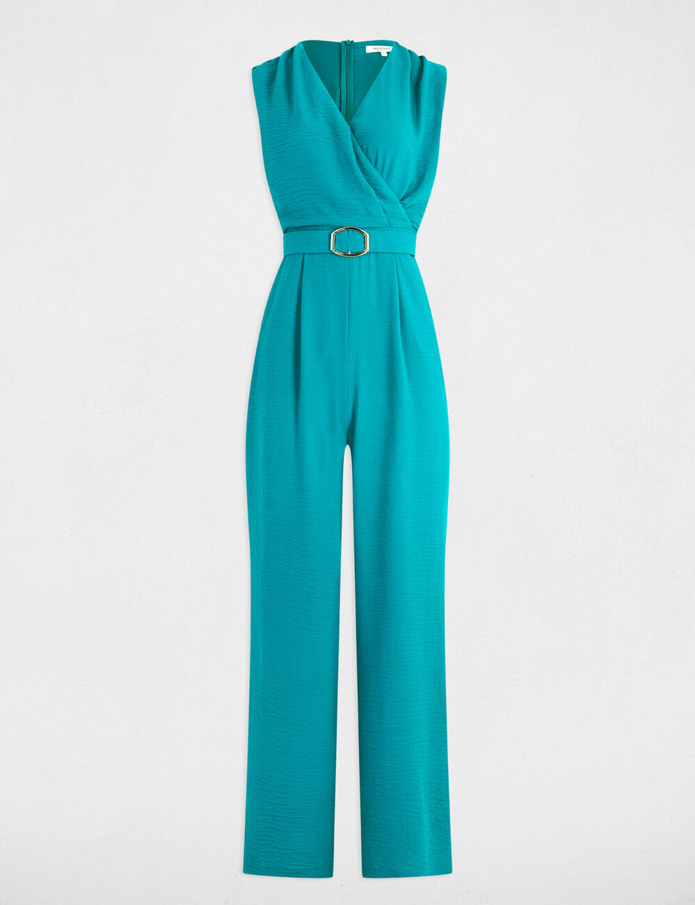 Jumpsuit met wijde pijpen en gespdetail turkooisblauw vrouw