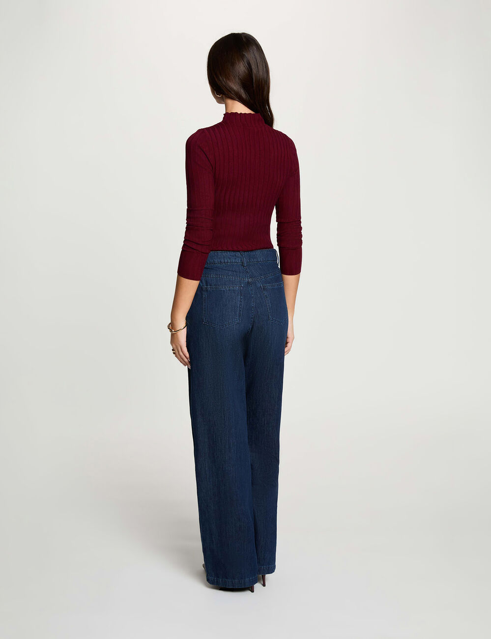 Trui met opstaande kraag bordeaux vrouw