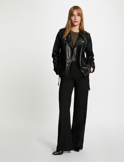 Blouson simili cuir noir femme