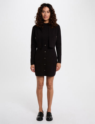 Korte 2-in-1 jurk zwart vrouw