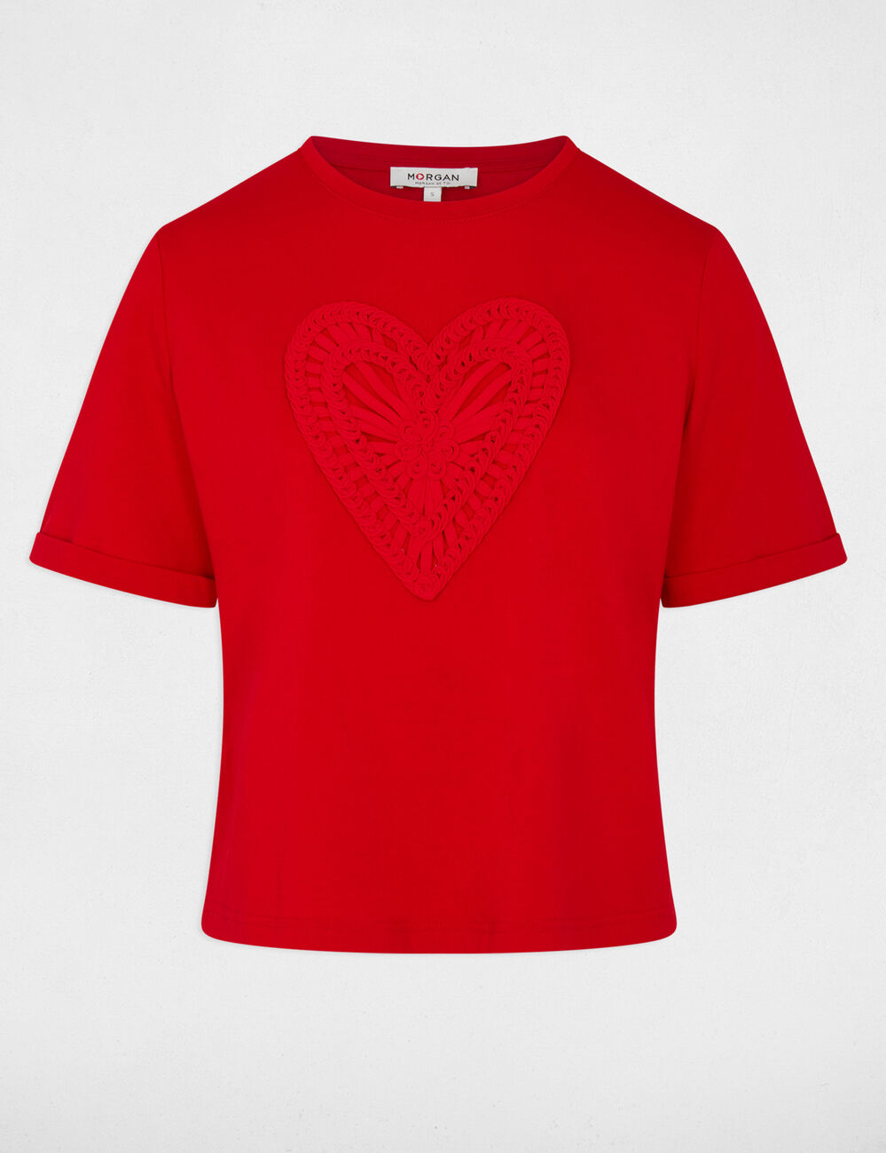 T-shirt droit manches courtes rouge femme
