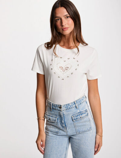 T-shirt met korte mouwen helder wit vrouw
