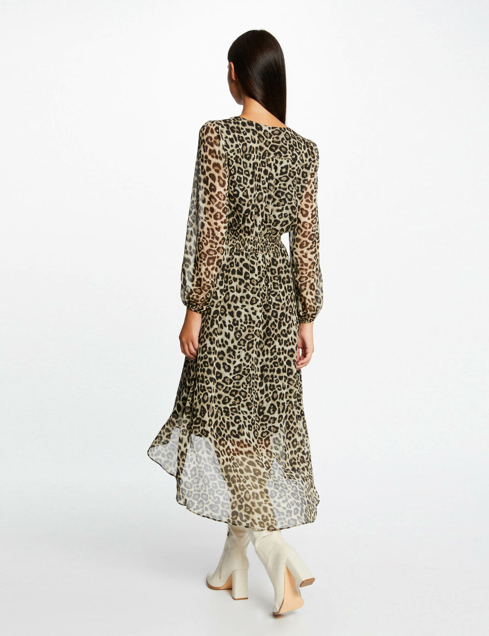 Robe midi portefeuille imprimé léopard multico femme