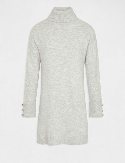 Rechte sweaterjurk met coltrui mediumgrijs vrouw