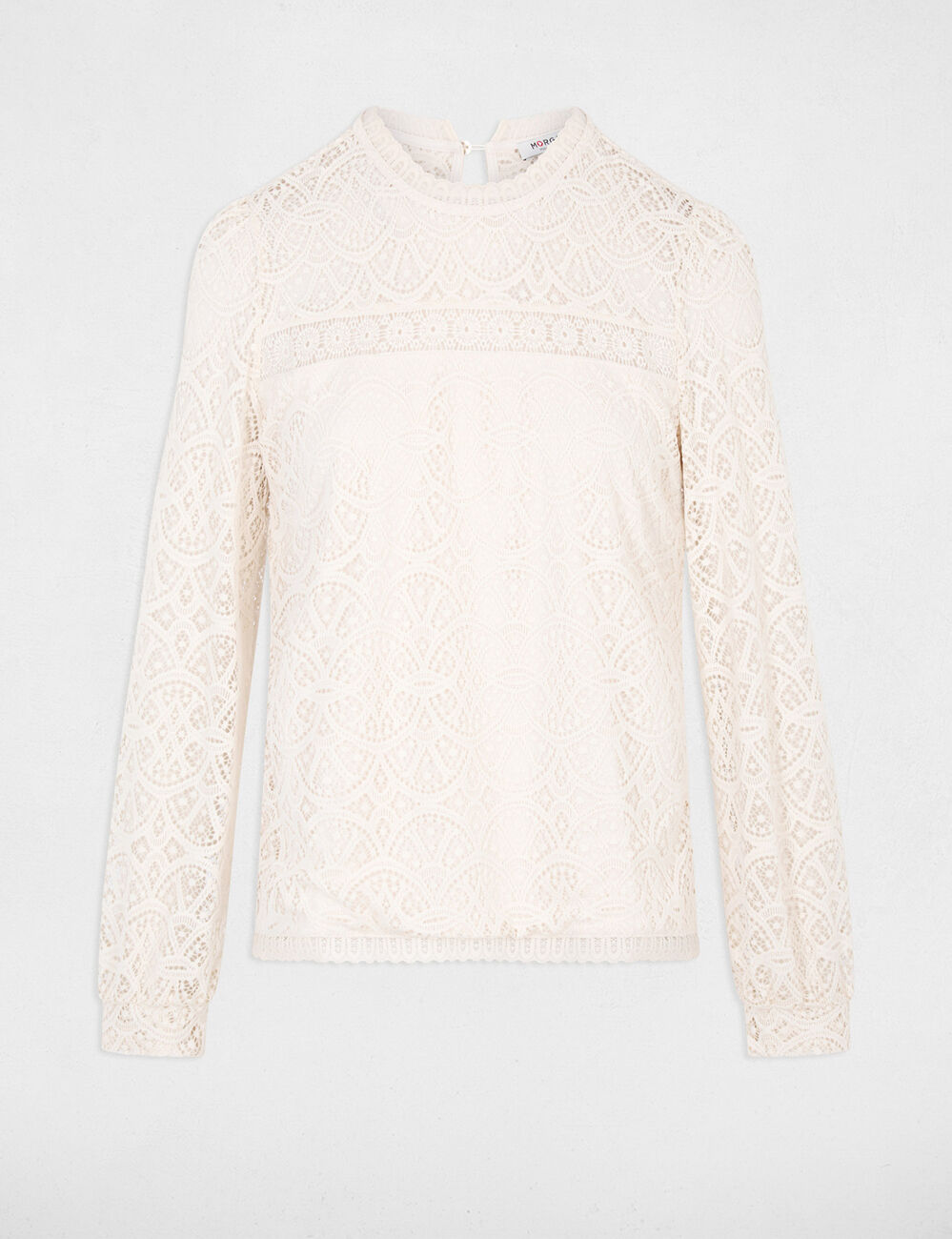 T-shirt kant lange mouwen ivoor vrouw