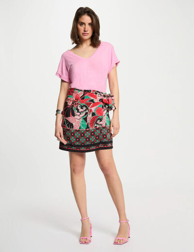 Rok met print en strikdetail meerkleurig vrouw
