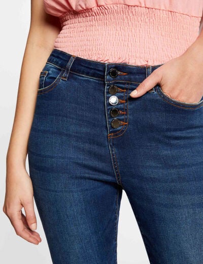 Jeans slim taille standard 7/8&egrave;me denim brut femme