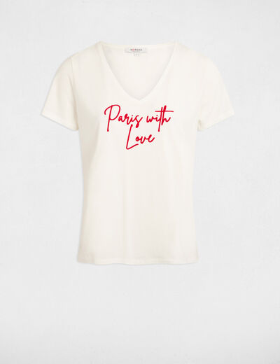 T-shirt à inscription blanc femme