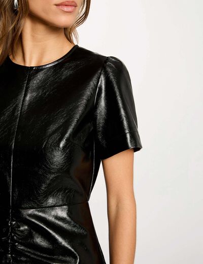 Robe courte similicuir noir femme