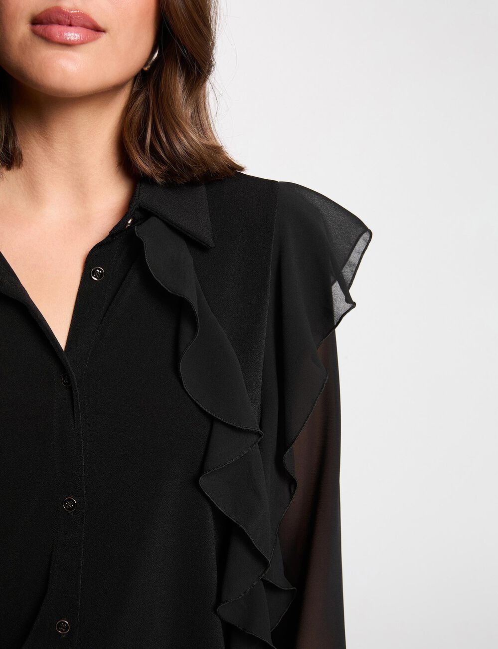 Geknopte voile T-shirt zwart vrouw