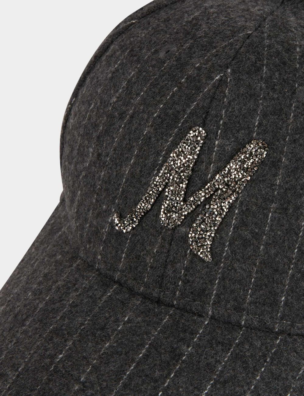Casquette rayée à M strass gris moyen femme