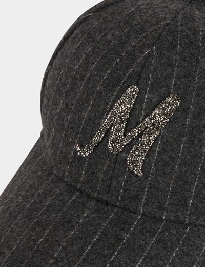 Casquette rayée à M strass gris moyen femme