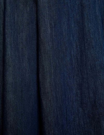 Lange uitlopende rok ruw denim vrouw