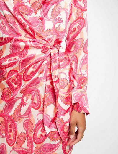 Robe courte portefeuille multicolore femme