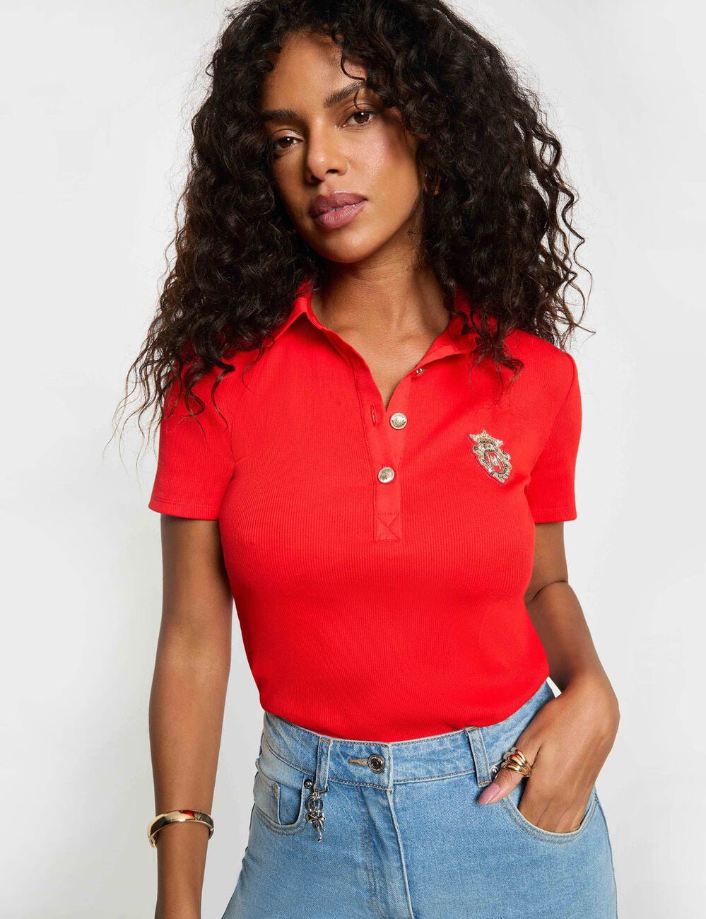 T-shirt met korte mouwen fel red vrouw