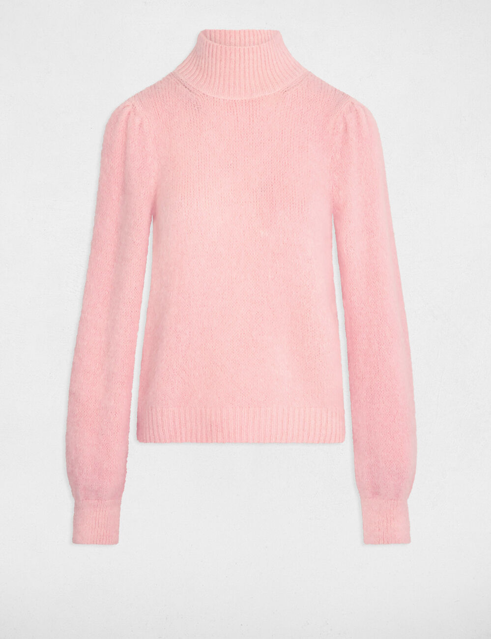 Pull col montant rose femme