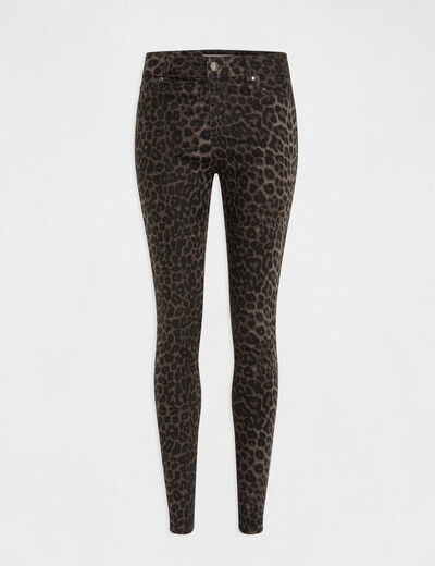 Jeans skinny imprimé léopard multico femme