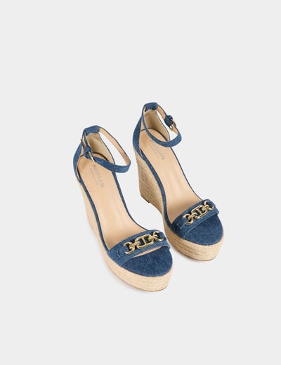 Sleehakken met hak stone washed denim vrouw