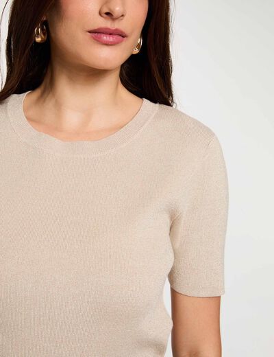 Trui met ronde hals beige vrouw