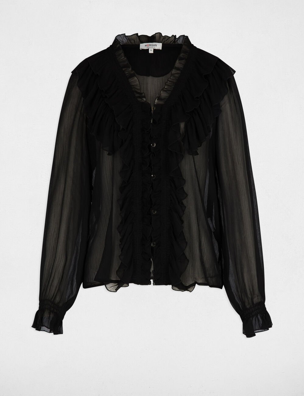 Chemise fluide col v noir femme