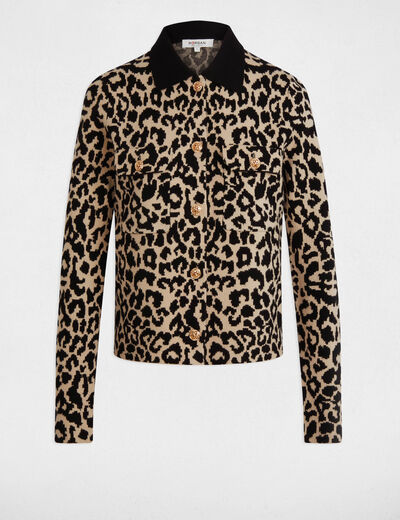 Vest met lange mouwen met print beige vrouw