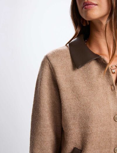 Veste ajustée col à revers marron femme