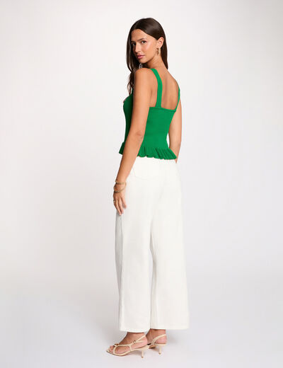 Aangesloten top met vierkante hals weide groen vrouw