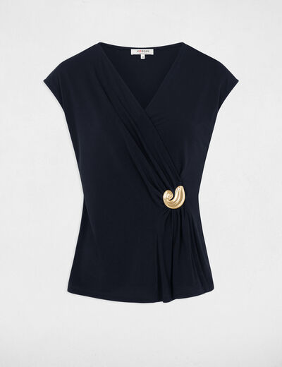 Mouwloze top met V-hals marineblauw vrouw