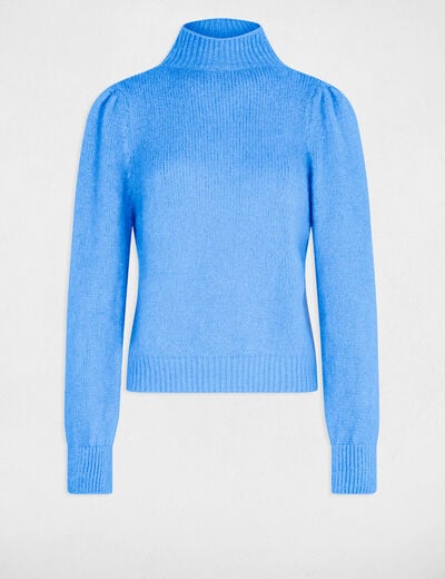 Pull col montant bleu femme