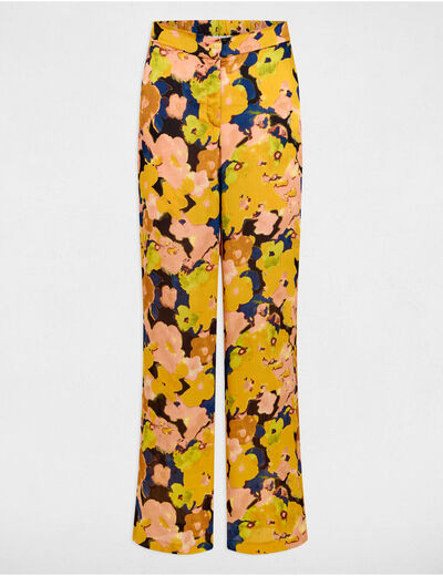 Wijde broek met bloemenprint meerkleurig vrouw