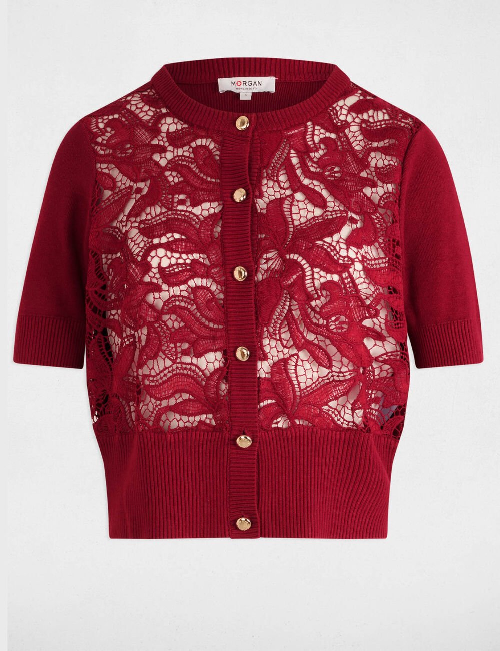 Vest met korte mouwen donker rood vrouw