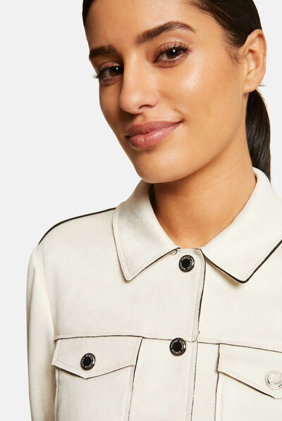 Rechte blazer in suede met knopen  vrouw