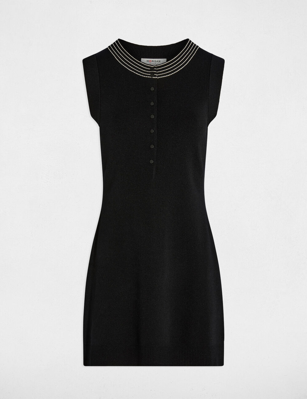 Robe tricot cintr&eacute;e noir femme