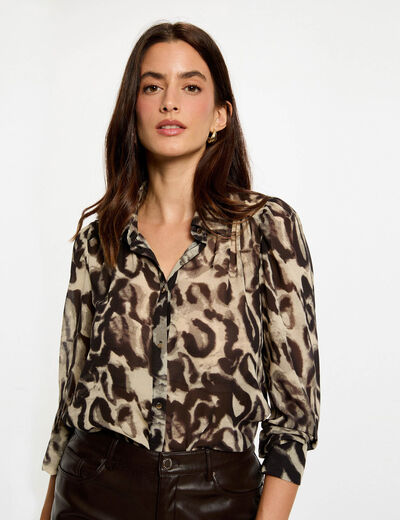 Bedrukte voile blouse meerkleurig vrouw